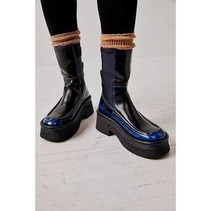 E8 by Miista for Free People Amarah Ankle Boots in Black Blue